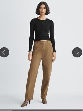 Rag & Bone Malia Italian Cotton Cargo Pant in Olive Green Brown size 14 NWT NEW